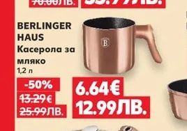 BERLINGER HAUS Електрическа кана стъклена, 1,7 л