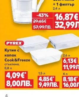 PYREX Кутия с капак Cook & Freeze стъклена