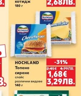 HOCHLAND Топено сирене слайс различни видове