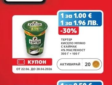 ТЕРТЕР КИСЕЛО МЛЯКО С КАЙМАК