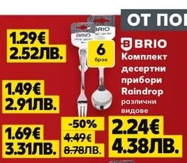 BRIO Комплект десертни прибори Raindrop различни видове