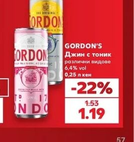 GORDON'S Джин с тоник различни видове
