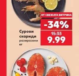 Сурови скариди размразени