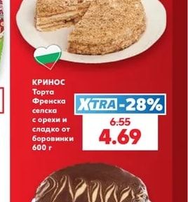 Торта Френска селска с орехи и сладко от боровинки