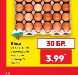 Яйца от клетъчно отглеждани кокошки размер S