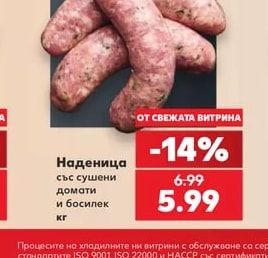 Наденица със сушени домати и босилек