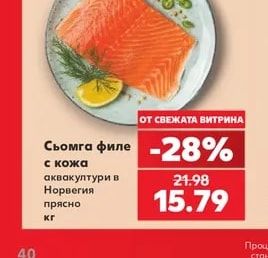Сьомга филе с кожа