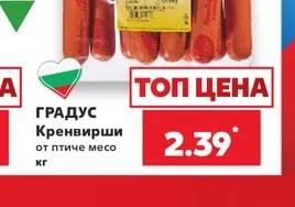 ГРАДУС Кренвирши от птиче месо