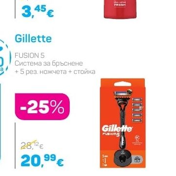 Gillette FUSION 5 Система за бръснене + 5 рез. ножчета + стойка