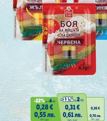 Fine Life Боя за яйца и сладкиши червена, жълта, синя