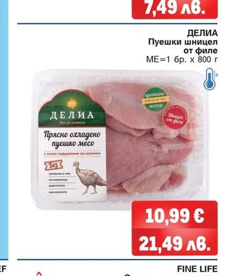 ДЕЛИА Пуешки шницел от филе