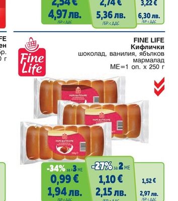 FINE LIFE Кифлички шоколад, ванилия, ябълков мармалад