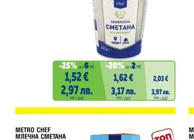 METRO CHEF МЛЕЧНА СМЕТАНА UHT 20%