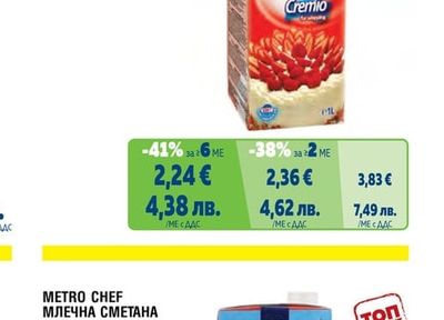 METRO CHEF МЛЕЧНА СМЕТАНА UHT 35%