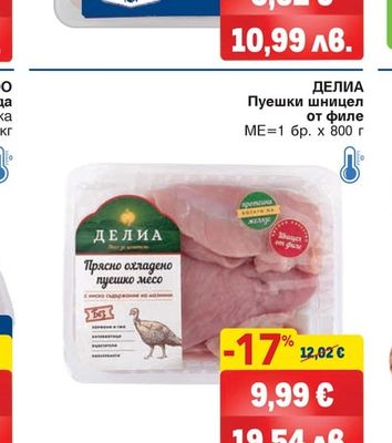 ДЕЛИА Пуешки шницел от филе