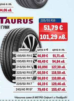 TAURUS ЛЕТНИ ГУМИ