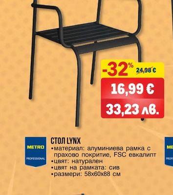 METRO PROFESSIONAL МЕТАЛЕН СТОЛ