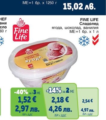 FINE LIFE Сладолед ягода, шоколад, ванилия