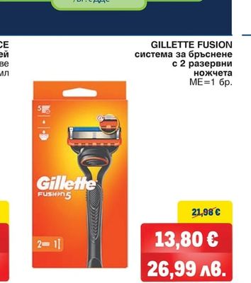 GILLETTE FUSION система за бръснене с 2 разервни ножчета