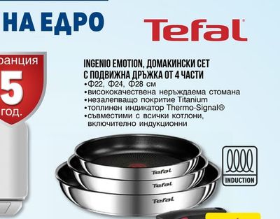Tefal INGENIO EMOTION, ДОМАКИНСКИ СЕТ С ПОДВИЖНА ДРЪЖКА ОТ 4 ЧАСТИ