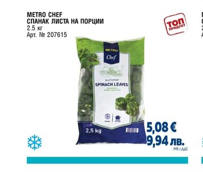 СПАНАК ЛИСТА НА ПОРЦИИ