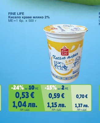 Кисело краве мляко 2%