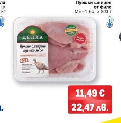 ДЕЛИА Пуешки шницел от филе