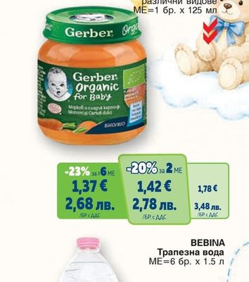 GERBER BIO Пюре различни видове
