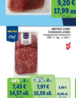 METRO CHEF Спианата слайс натурална/пикантна