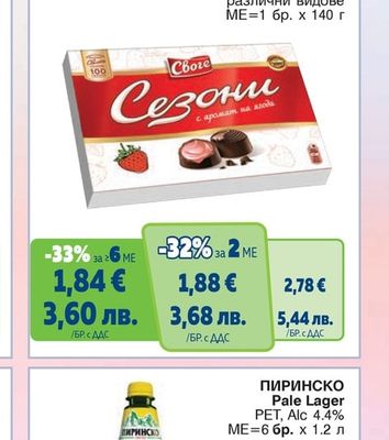 СЕЗОНИ Шоколадови бонбони различни видове