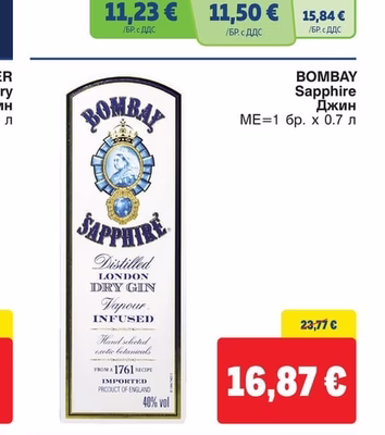BOMBAY Джин Sapphire