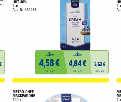 METRO CHEF МЛЕЧНА СМЕТАНА UHT 30%