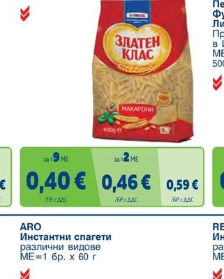 ЗЛАТЕН КЛАС Макаронени изделия различни видове