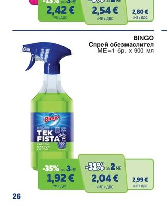 BINGO Спрей обезмаслител
