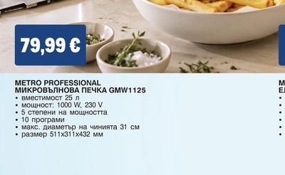METRO PROFESSIONAL МИКРОВЪЛНОВА ПЕЧКА GMW1125