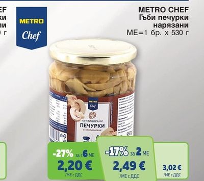 METRO CHEF Гъби печурки нарязани