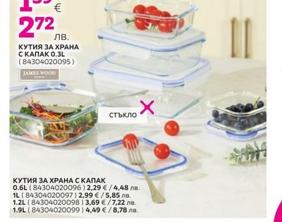 JAMES WOOD КУТИЯ ЗА ХРАНА С КАПАК 0.3L