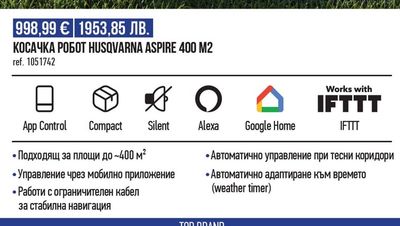 Husqvarna КОСАЧКА РОБОТ HUSQVARNA ASPIRE 400 M2