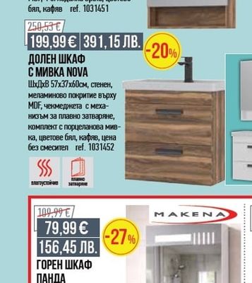 ГОРЕН ШКАФ ЗА БАНЯ NOVA