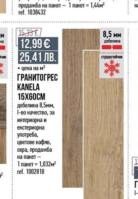 ГРАНИТОГРЕС KANELA 15X60CM