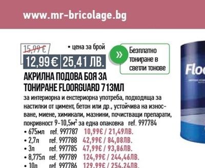 Floorguard АКРИЛНА ПОДОВА БОЯ ЗА ТОНИРАНЕ FLOORGUARD 713МЛ