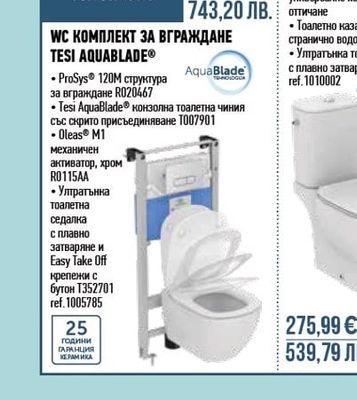 Ideal Standard WC КОМПЛЕКТ ЗА ВГРАЖДАНЕ TESI AQUABLADE®