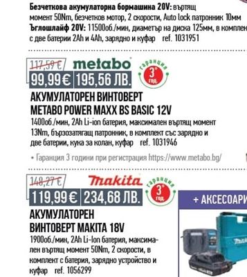 TOTAL КОМПЛЕКТ 5 АКУМУЛАТОРНИ ИНСТРУМЕНТА TOTAL