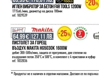Makita ПИСТОЛЕТ ЗА ГОРЕЩ ВЪЗДУХ MAKITA HG5030K 1600W