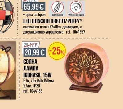 СОЛНА ЛАМПА IGDRASIL 15W