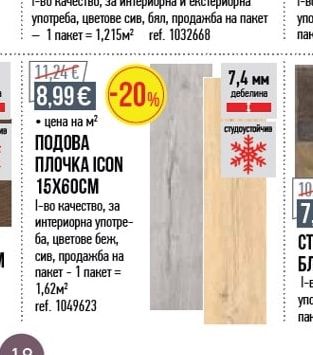 ПОДОВА ПЛОЧКА ICON 15X60CM