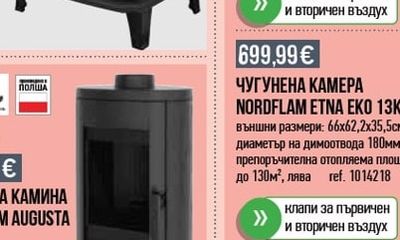 NORDflam ЧУГУНЕНА КАМЕРА NORDFLAM ETNA EKO 13KW*