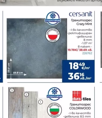 cersanit Гранитогрес Crazy Mint