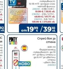 PINTY PLUS Спрей боя за стена