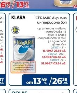 KLARA CERAMIC Акрилна интериорна боя